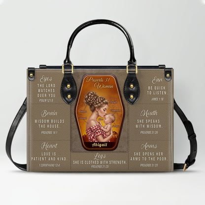 Personalized Proverbs 31 Woman Leather Handbag | ChristianArtBag Custom Faith-Based Purse