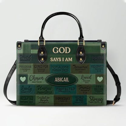Christian Art Bag God Says I Am Personalized Handbag | Custom Scripture Leather Tote & Purse Set | Faith Based Religious Gifts for Her CAB01062626