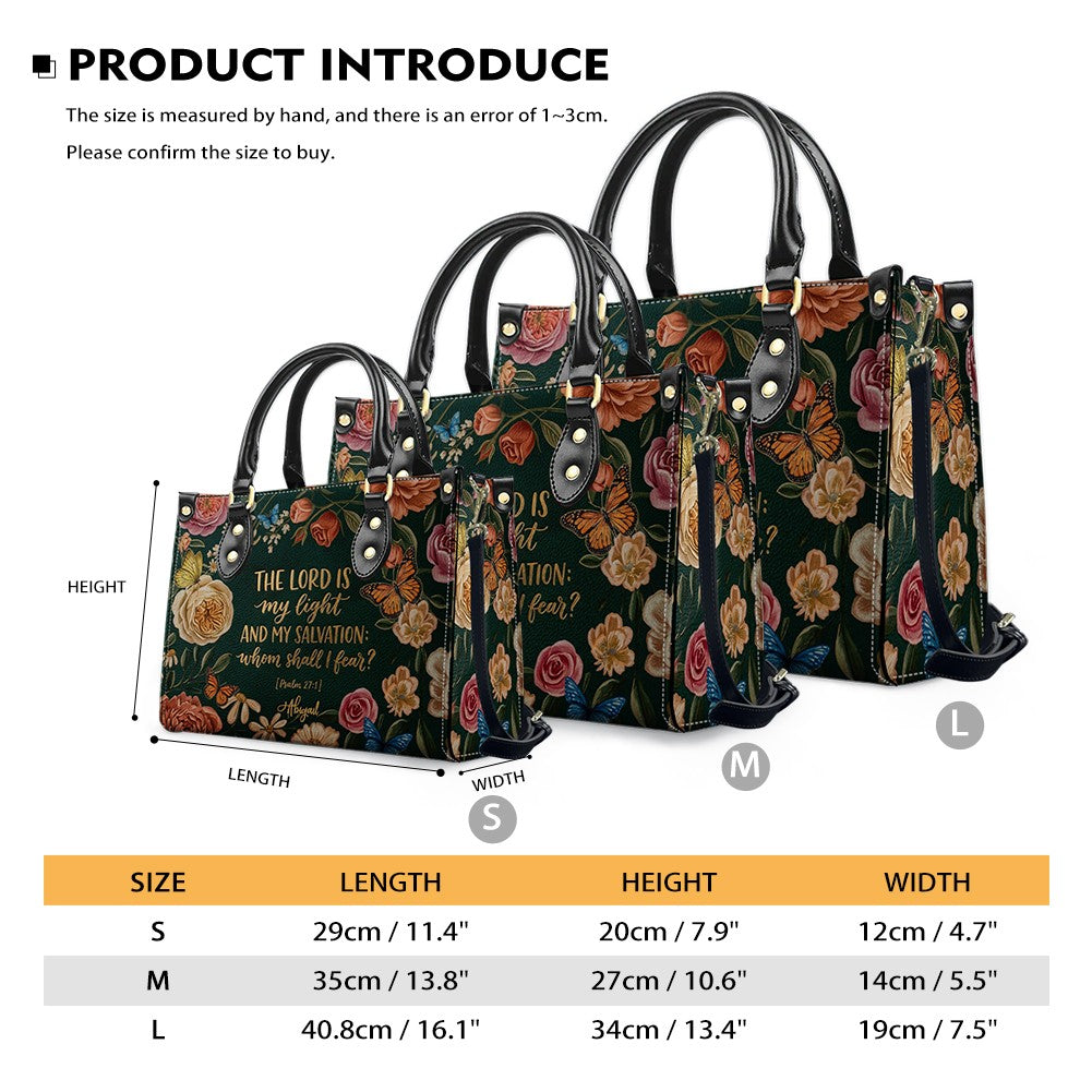 CHRISTIANARTBAG | Personalized Leather Handbag - Floral Psalm 27:1 Bible Verse Gift