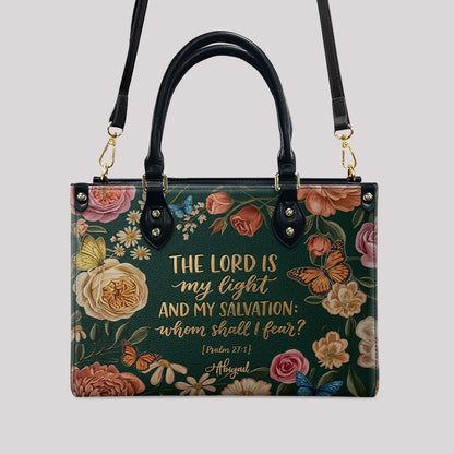 CHRISTIANARTBAG | Personalized Leather Handbag - Floral Psalm 27:1 Bible Verse Gift