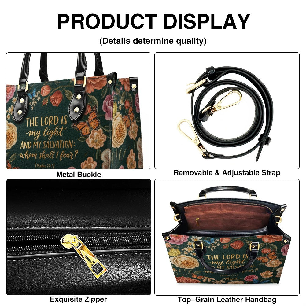 CHRISTIANARTBAG | Personalized Leather Handbag - Floral Psalm 27:1 Bible Verse Gift