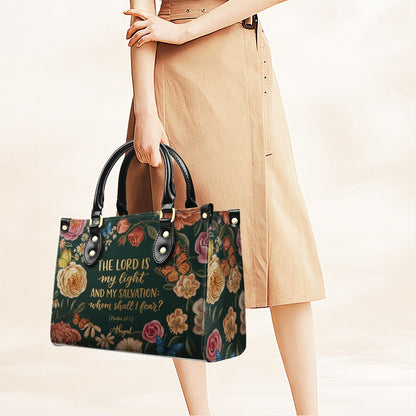 CHRISTIANARTBAG | Personalized Leather Handbag - Floral Psalm 27:1 Bible Verse Gift