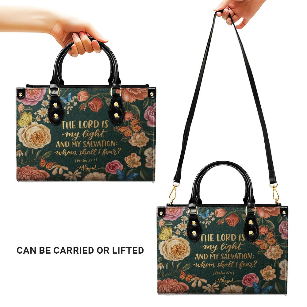 CHRISTIANARTBAG | Personalized Leather Handbag - Floral Psalm 27:1 Bible Verse Gift