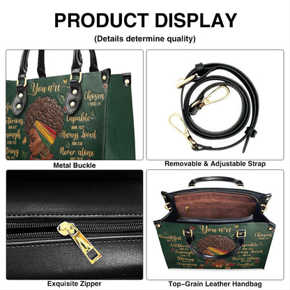 CHRISTIANARTBAG Personalized Leather Handbag - Custom Maya Green | African American Christian Gifts "You Are Beautiful" Bible Verse Shoulder Bag