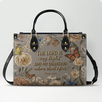 CHRISTIANARTBAG | Personalized Leather Handbag - Floral Psalm 27:1 Bible Verse Gift