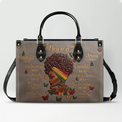 CHRISTIANARTBAG Personalized Leather Handbag - Custom Maya Green | African American Christian Gifts "You Are Beautiful" Bible Verse Shoulder Bag
