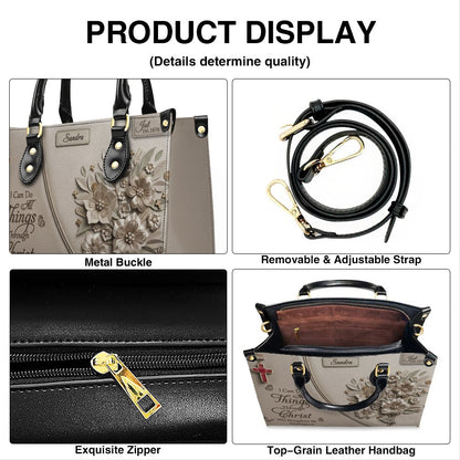 Personalized Christian Leather Handbag with Custom Name & Birthstone - "I Can Do All Things Through Christ" Philippians 4:13 Purse | CHRISTIANARTBAG 01072526