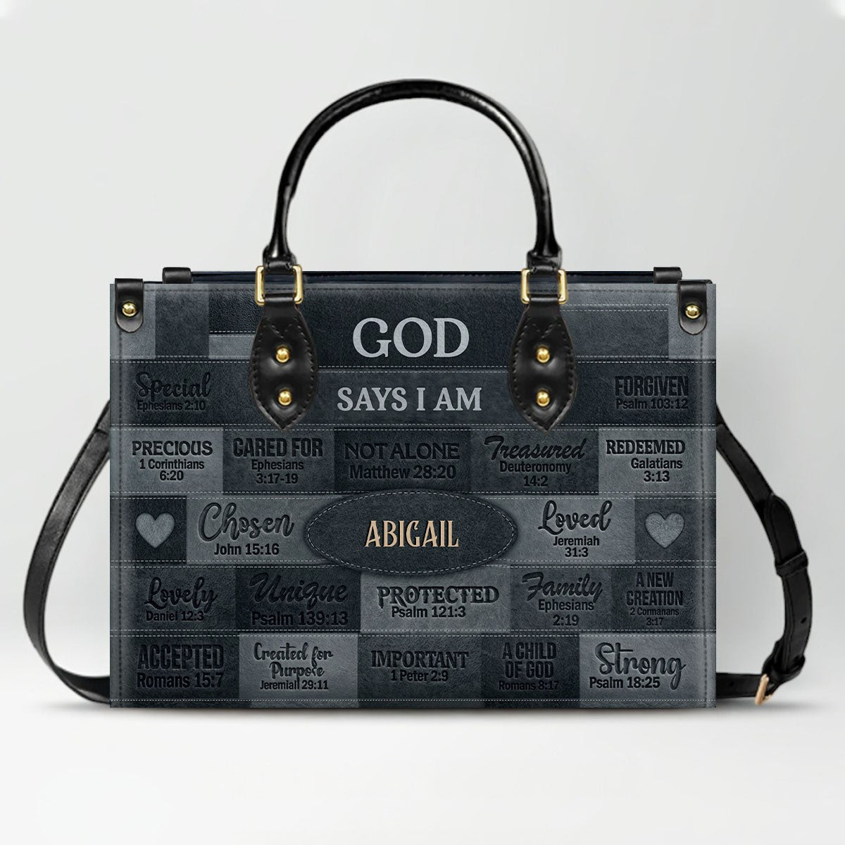 Christian Art Bag God Says I Am Personalized Handbag | Custom Scripture Leather Tote & Purse Set | Faith Based Religious Gifts for Her CAB01062226