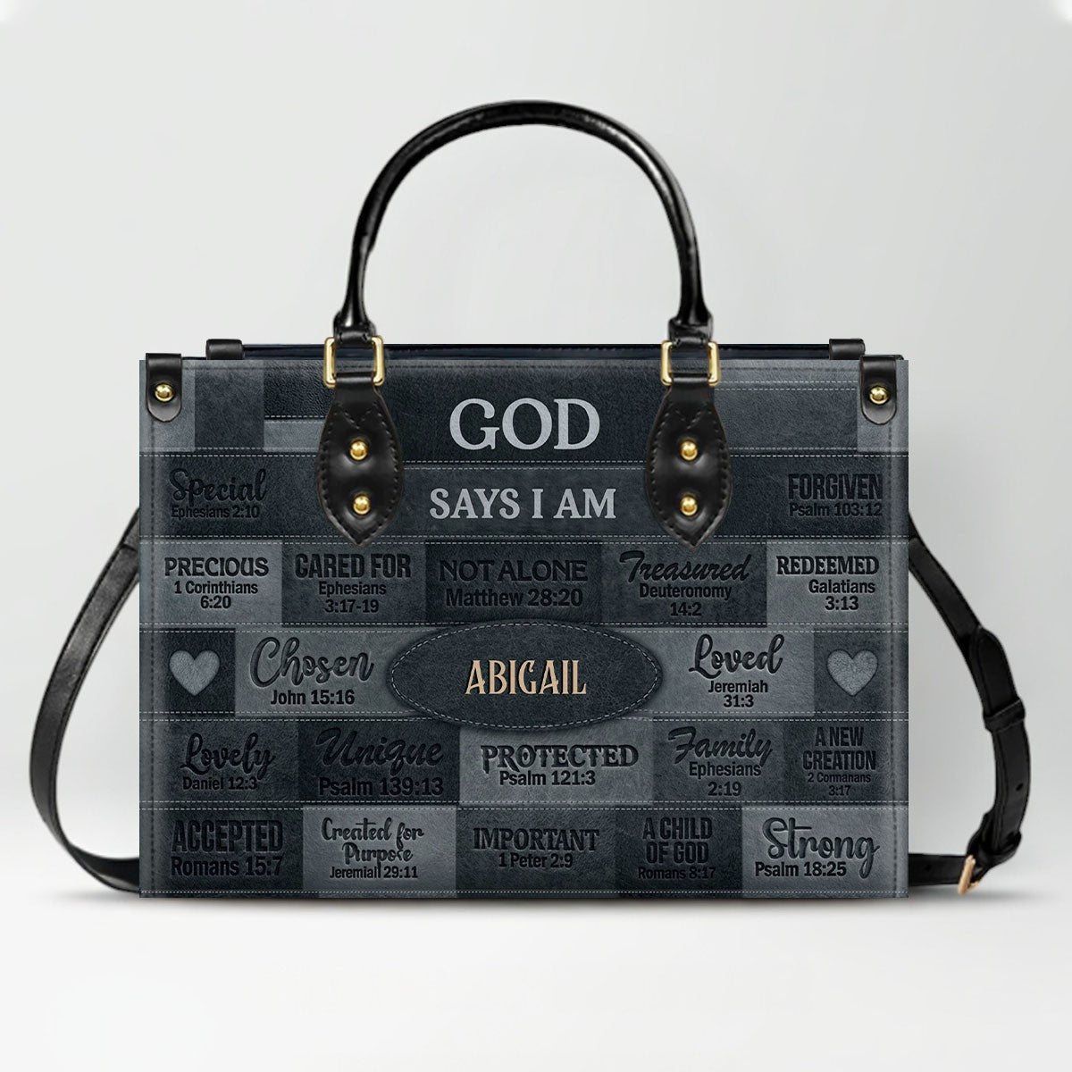 Christian Art Bag God Says I Am Personalized Handbag | Custom Scripture Leather Tote & Purse Set | Faith Based Religious Gifts for Her CAB01062626