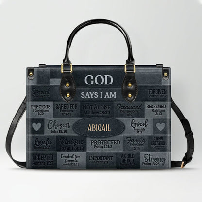 Christian Art Bag God Says I Am Personalized Handbag | Custom Scripture Leather Tote & Purse Set | Faith Based Religious Gifts for Her CAB01062626