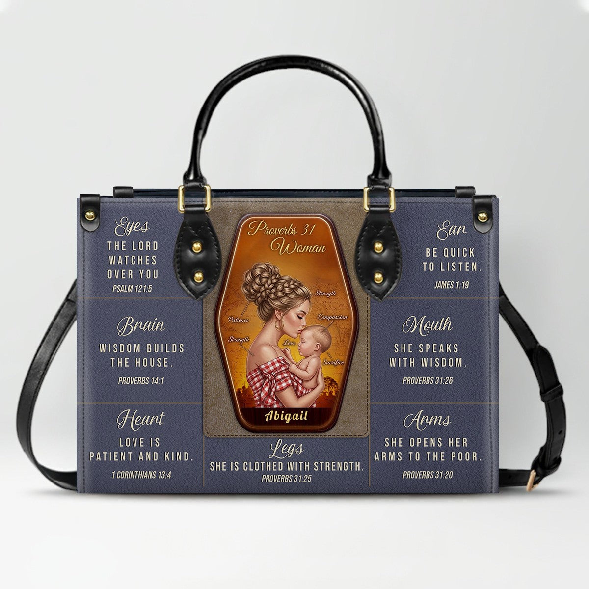 Personalized Proverbs 31 Woman Leather Handbag | ChristianArtBag Custom Faith-Based Purse