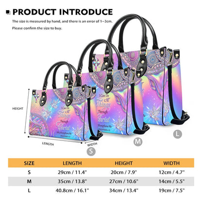 Personalized Christian Leather Handbag - I Can Do All Things Through Christ Verse - Custom Name Faith Purse | CHRISTIANARTBAG CAb01100626