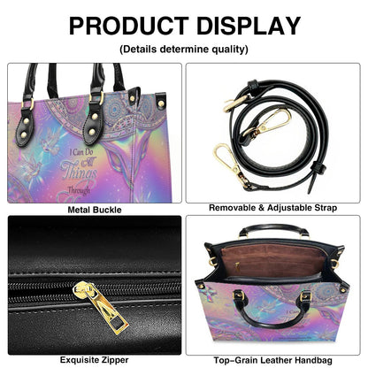 Personalized Christian Leather Handbag - I Can Do All Things Through Christ Verse - Custom Name Faith Purse | CHRISTIANARTBAG CAb01100626