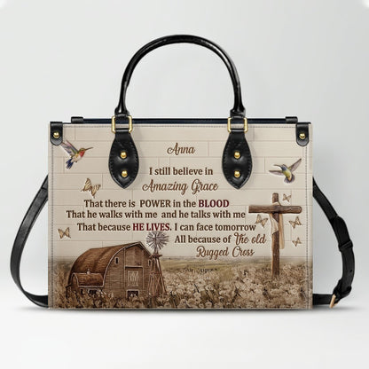 Personalized Leather Handbag for Women, Custom Christian Amazing Grace Purse with Name - CHRISTIANARTBAG CAB02100426