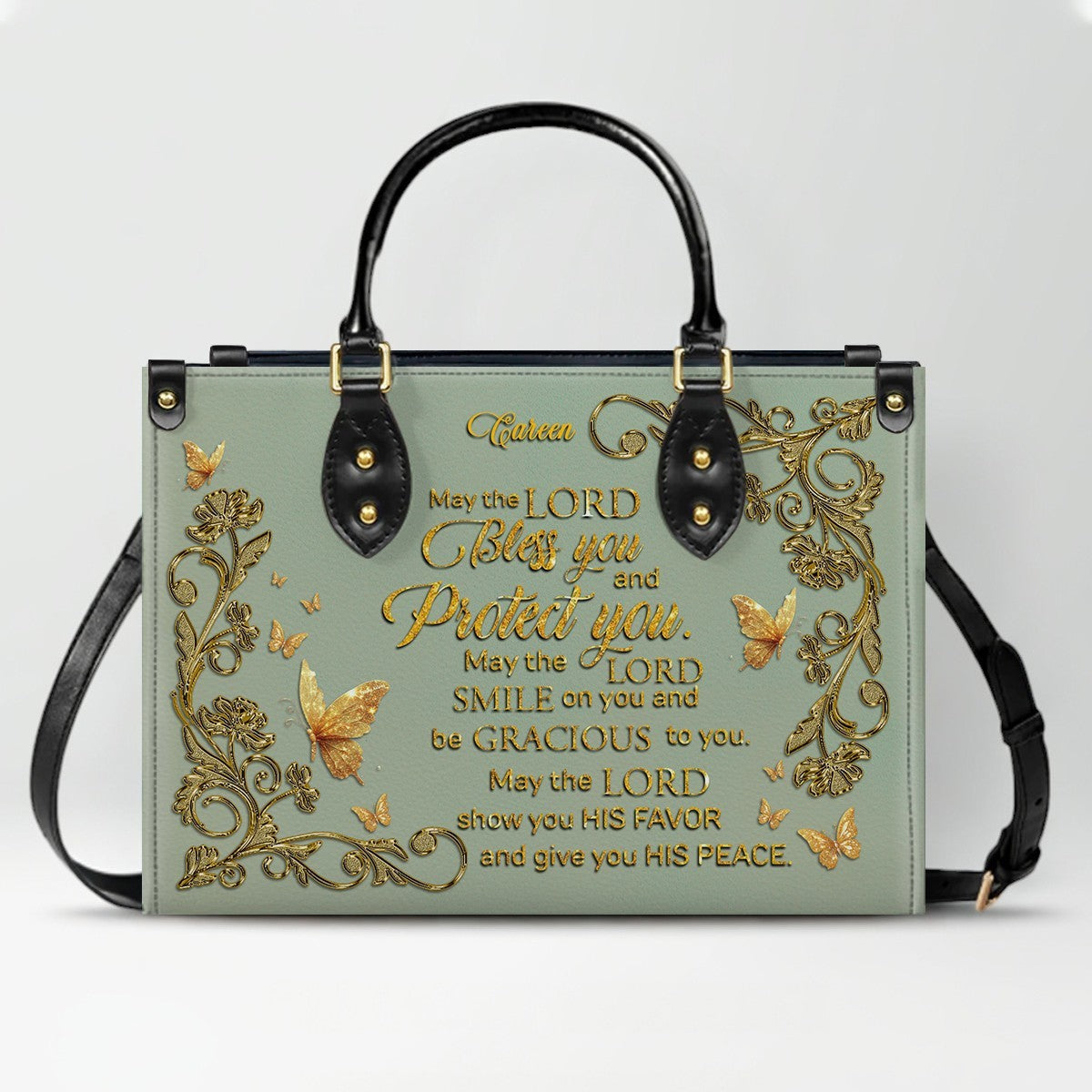 Personalized Leather Handbag & Long Wallet Set – Christian Bible Verse Gift for Women | CHRISTIANARTBAG CAB020226
