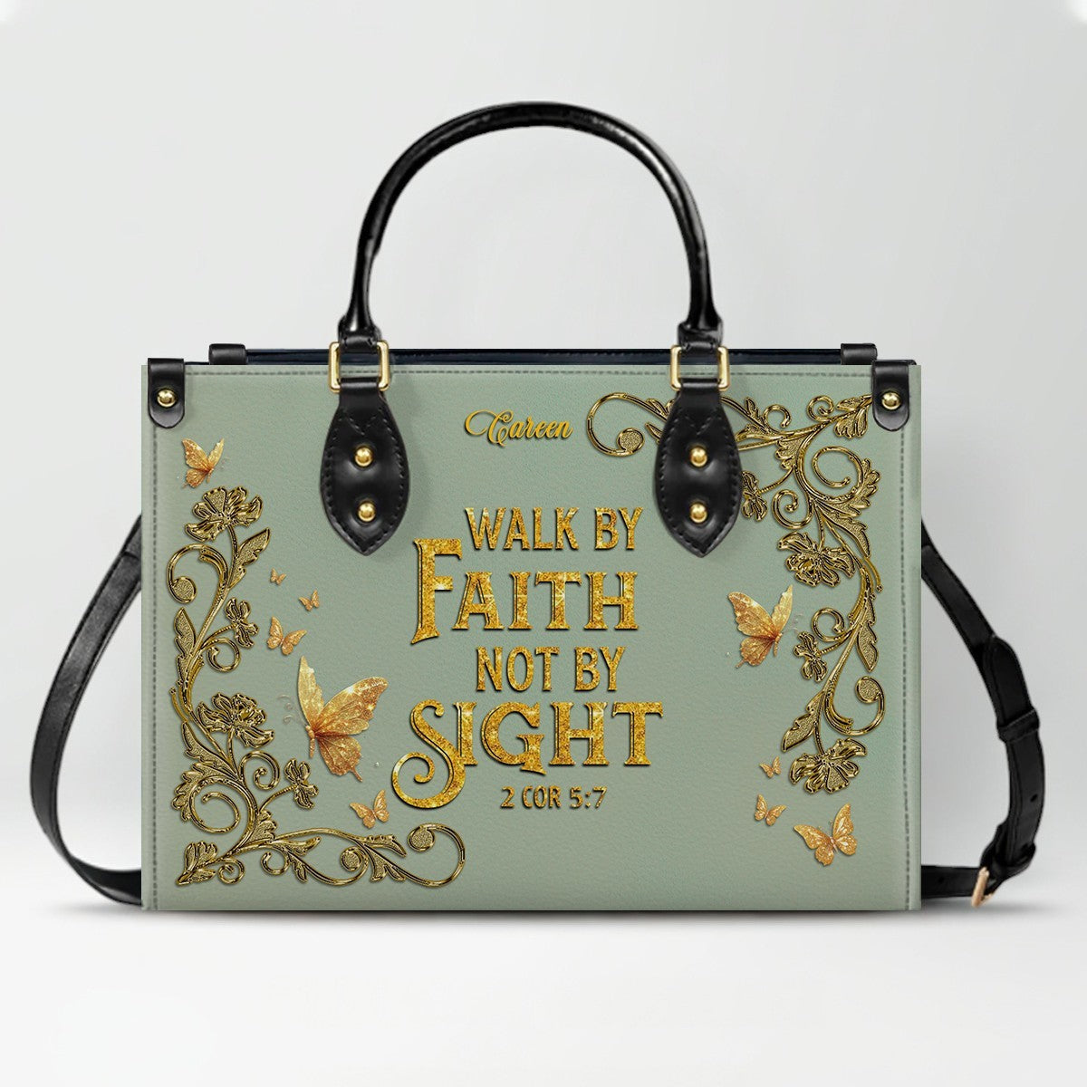 Personalized Leather Handbag & Long Wallet Set – Christian Bible Verse Gift for Women | CHRISTIANARTBAG CAB020226