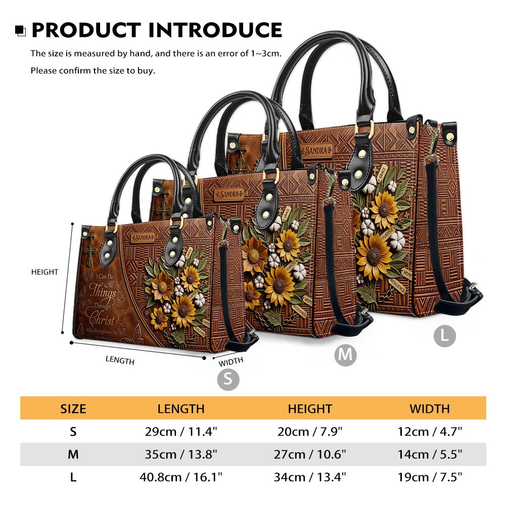 Custom Name Bible Verse Leather Handbag | Inspirational Christian Gift for Women | CHRISTIANARTBAG 01070826