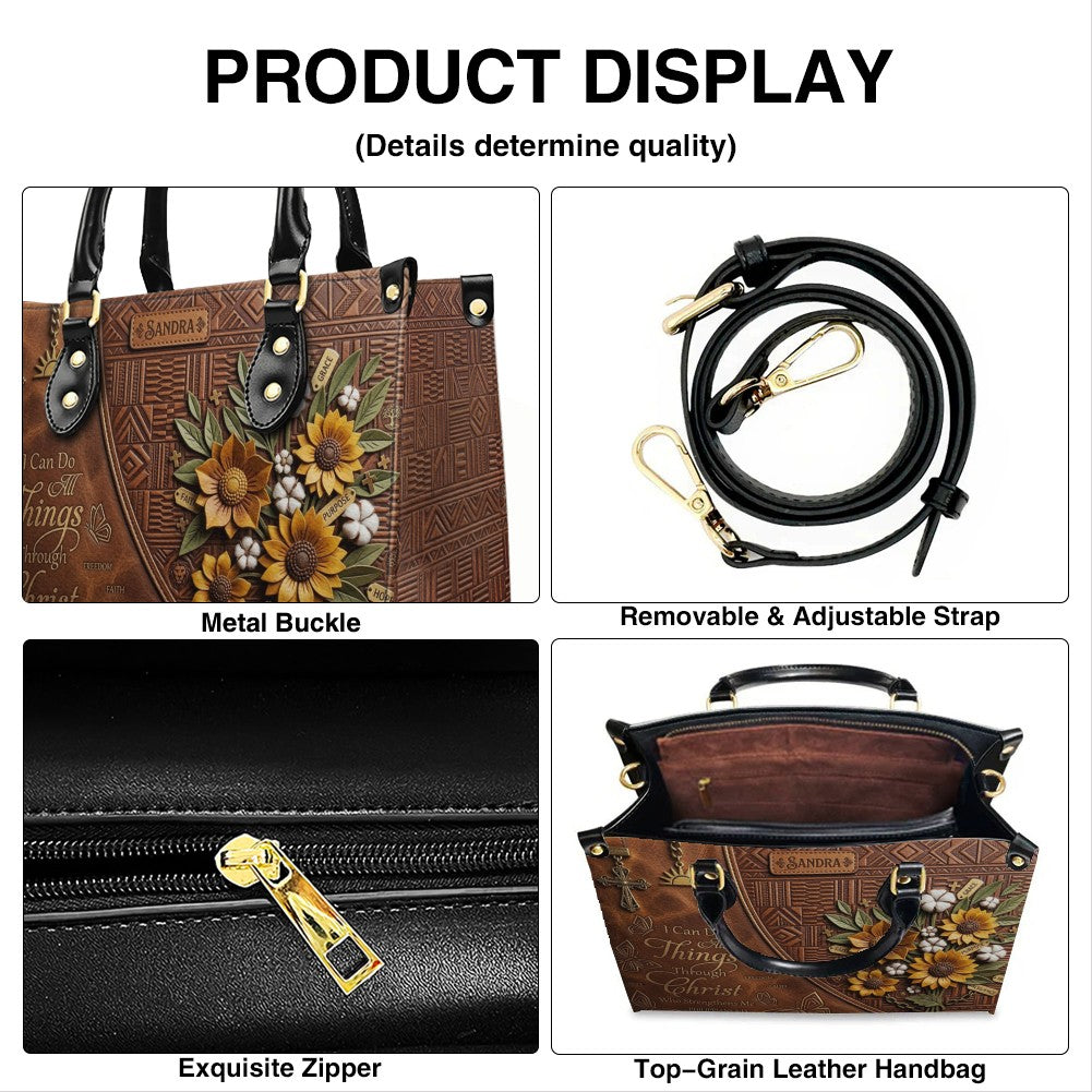 Custom Name Bible Verse Leather Handbag | Inspirational Christian Gift for Women | CHRISTIANARTBAG 01070826