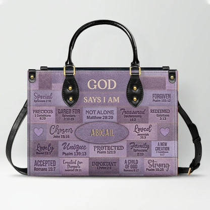 Christian Art Bag God Says I Am Personalized Handbag | Custom Scripture Leather Tote & Purse Set | Faith Based Religious Gifts for Her CAB01062226