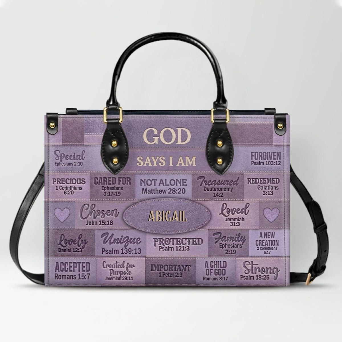 Christian Art Bag God Says I Am Personalized Handbag | Custom Scripture Leather Tote & Purse Set | Faith Based Religious Gifts for Her CAB01062626
