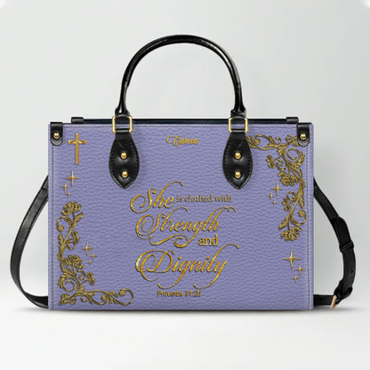 Personalized Christian Leather Handbag with Custom Name & Bible Verse | CHRISTIANARTBAG