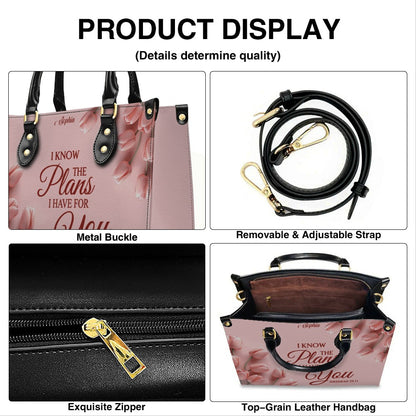 Personalized Leather Handbag for Women – Custom Name Christian Bible Verse Purse – Floral Pink Tulip Scripture Bag – Gift by CHRISTIANARTBAG CAB 022726