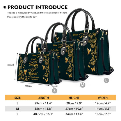 Personalized Christian Leather Handbag - Custom Name Bible Verse Tote Bag - Floral Butterfly Embossed Satchel - Luxury Boho Gift for Christian Women - CHRISTIANARTBAG