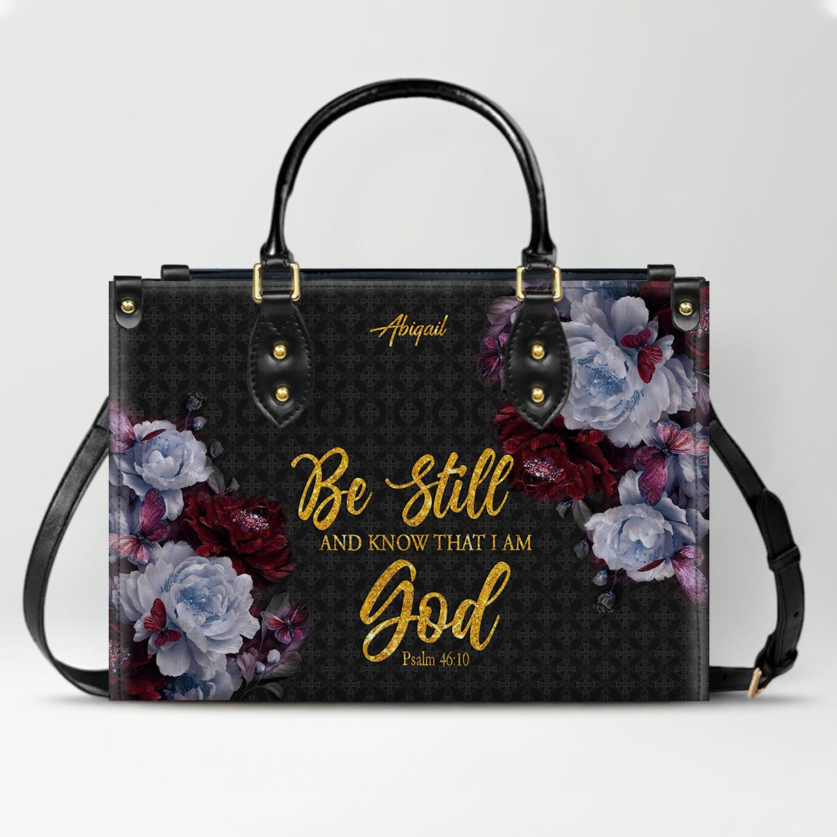 CHRISTIANARTBAG Personalized Leather Handbag - Custom Bible Verse & Name Floral Tote - Faith-Inspired Women's Satchel