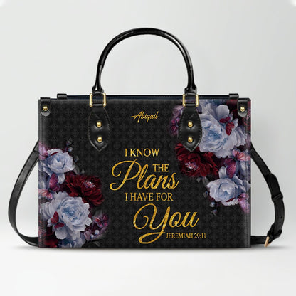 CHRISTIANARTBAG Personalized Leather Handbag - Custom Bible Verse & Name Floral Tote - Faith-Inspired Women's Satchel