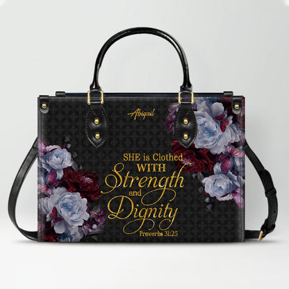 CHRISTIANARTBAG Personalized Leather Handbag - Custom Bible Verse & Name Floral Tote - Faith-Inspired Women's Satchel