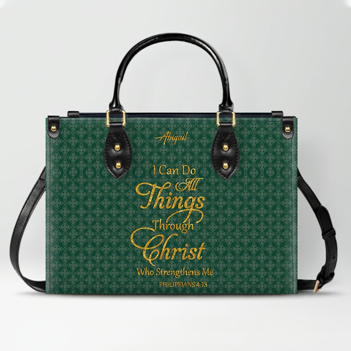 Personalized Leather Handbag for Women – “I Can Do All Things Through Christ” Philippians 4:13 | Christian Gift for Mom | CHRISTIANARTBAG CAB31626