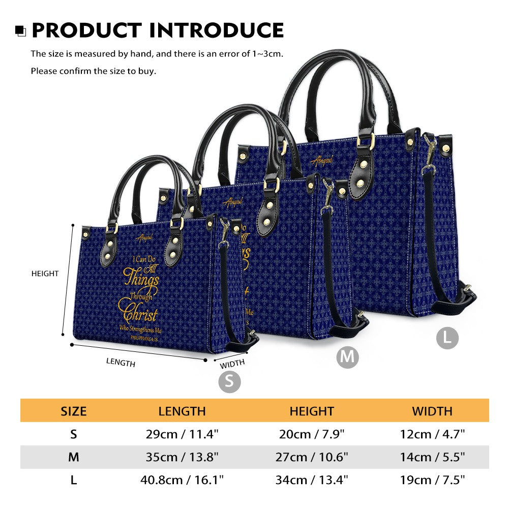 Personalized Leather Handbag for Women – “I Can Do All Things Through Christ” Philippians 4:13 | Christian Gift for Mom | CHRISTIANARTBAG CAB31626