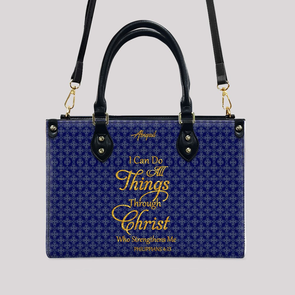 Personalized Leather Handbag for Women – “I Can Do All Things Through Christ” Philippians 4:13 | Christian Gift for Mom | CHRISTIANARTBAG CAB31626