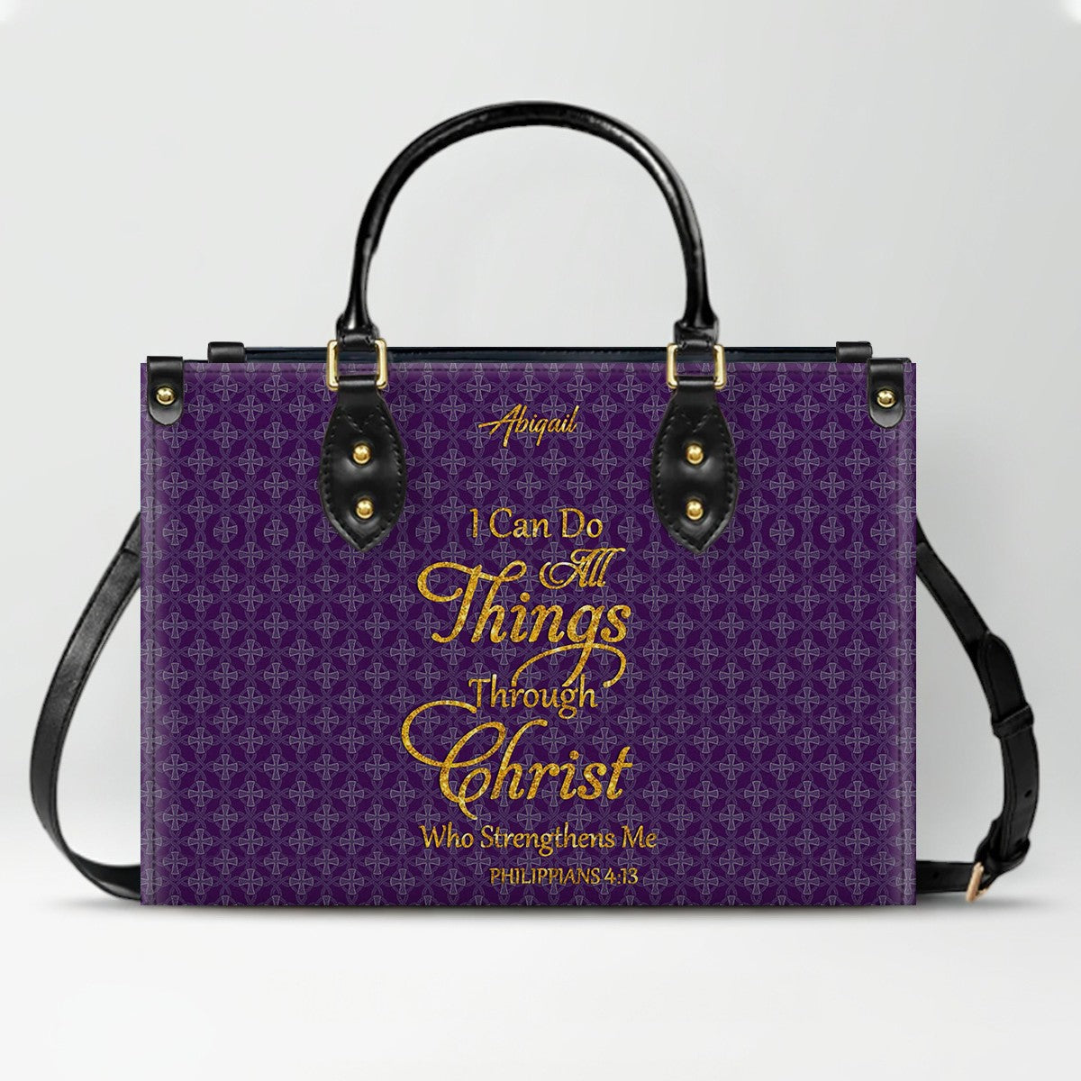 Personalized Leather Handbag for Women – “I Can Do All Things Through Christ” Philippians 4:13 | Christian Gift for Mom | CHRISTIANARTBAG CAB31626