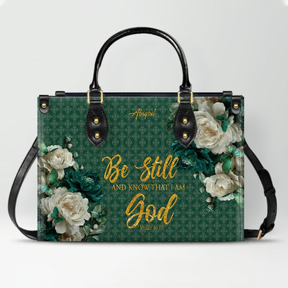 CHRISTIANARTBAG Personalized Leather Handbag - Custom Bible Verse & Name Floral Tote - Faith-Inspired Women's Satchel