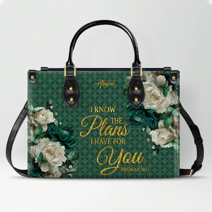 CHRISTIANARTBAG Personalized Leather Handbag - Custom Bible Verse & Name Floral Tote - Faith-Inspired Women's Satchel