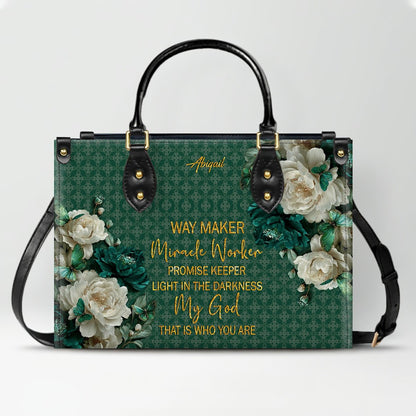 CHRISTIANARTBAG Personalized Leather Handbag - Custom Bible Verse & Name Floral Tote - Faith-Inspired Women's Satchel