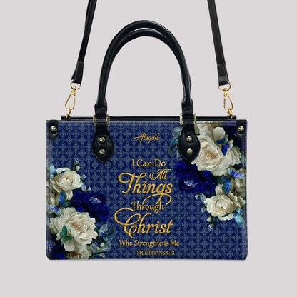 CHRISTIANARTBAG Personalized Leather Handbag - Custom Bible Verse & Name Floral Tote - Faith-Inspired Women's Satchel