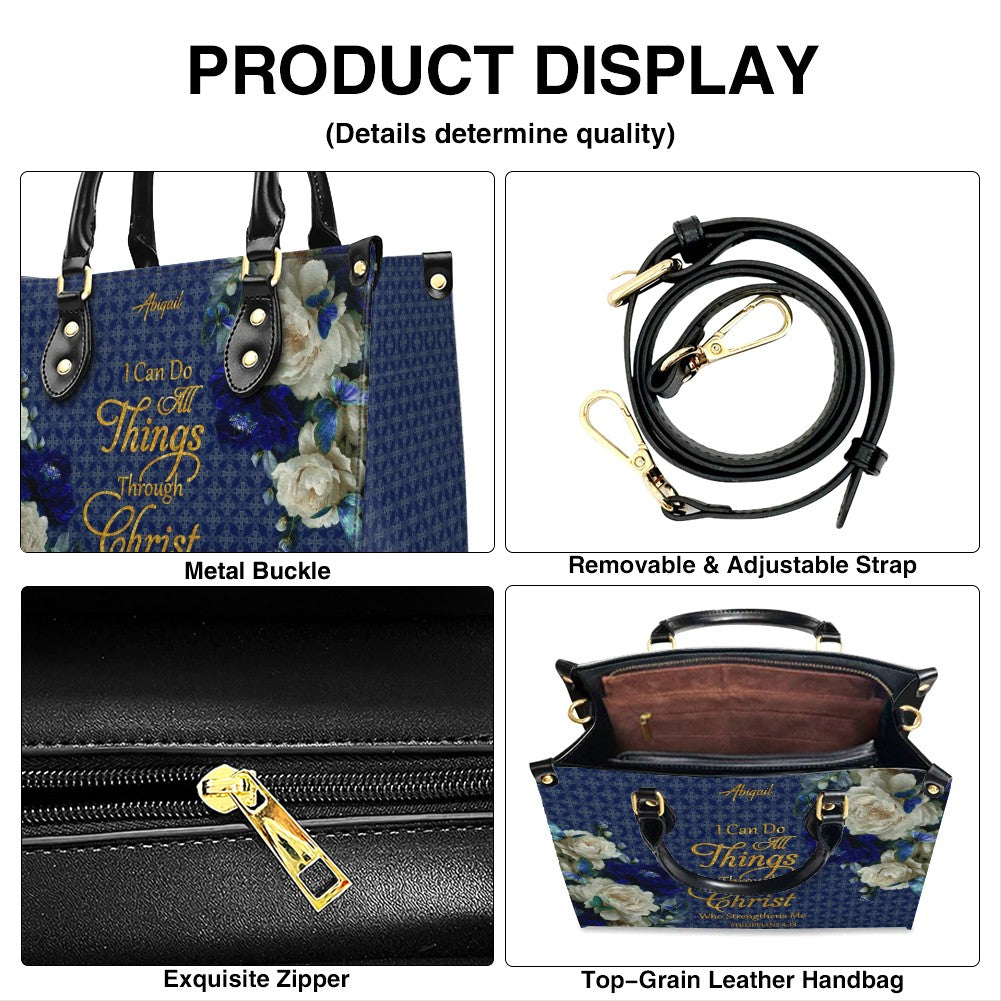 CHRISTIANARTBAG Personalized Leather Handbag - Custom Bible Verse & Name Floral Tote - Faith-Inspired Women's Satchel