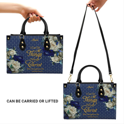 CHRISTIANARTBAG Personalized Leather Handbag - Custom Bible Verse & Name Floral Tote - Faith-Inspired Women's Satchel