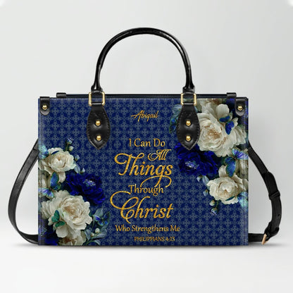 CHRISTIANARTBAG Personalized Leather Handbag - Custom Bible Verse & Name Floral Tote - Faith-Inspired Women's Satchel