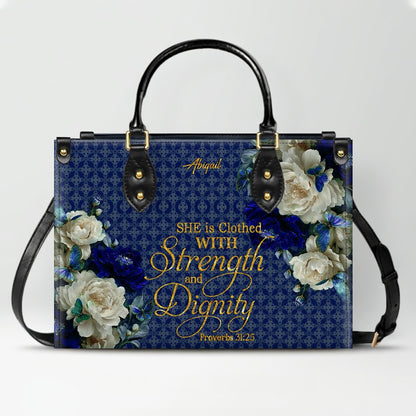 CHRISTIANARTBAG Personalized Leather Handbag - Custom Bible Verse & Name Floral Tote - Faith-Inspired Women's Satchel