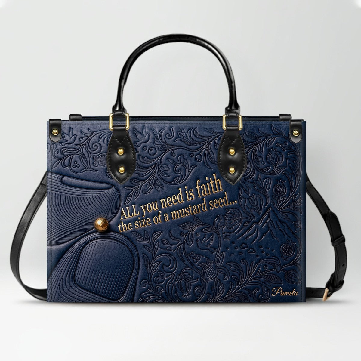 Personalized Leather Handbag "Faith as a Mustard Seed" | CHRISTIANARTBAG 02080526