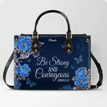 Christian Leather Purse Navy with Personalized Name & Custom Bible Verse | CHRISTIANARTBAG Luxury Bag CAB01121425