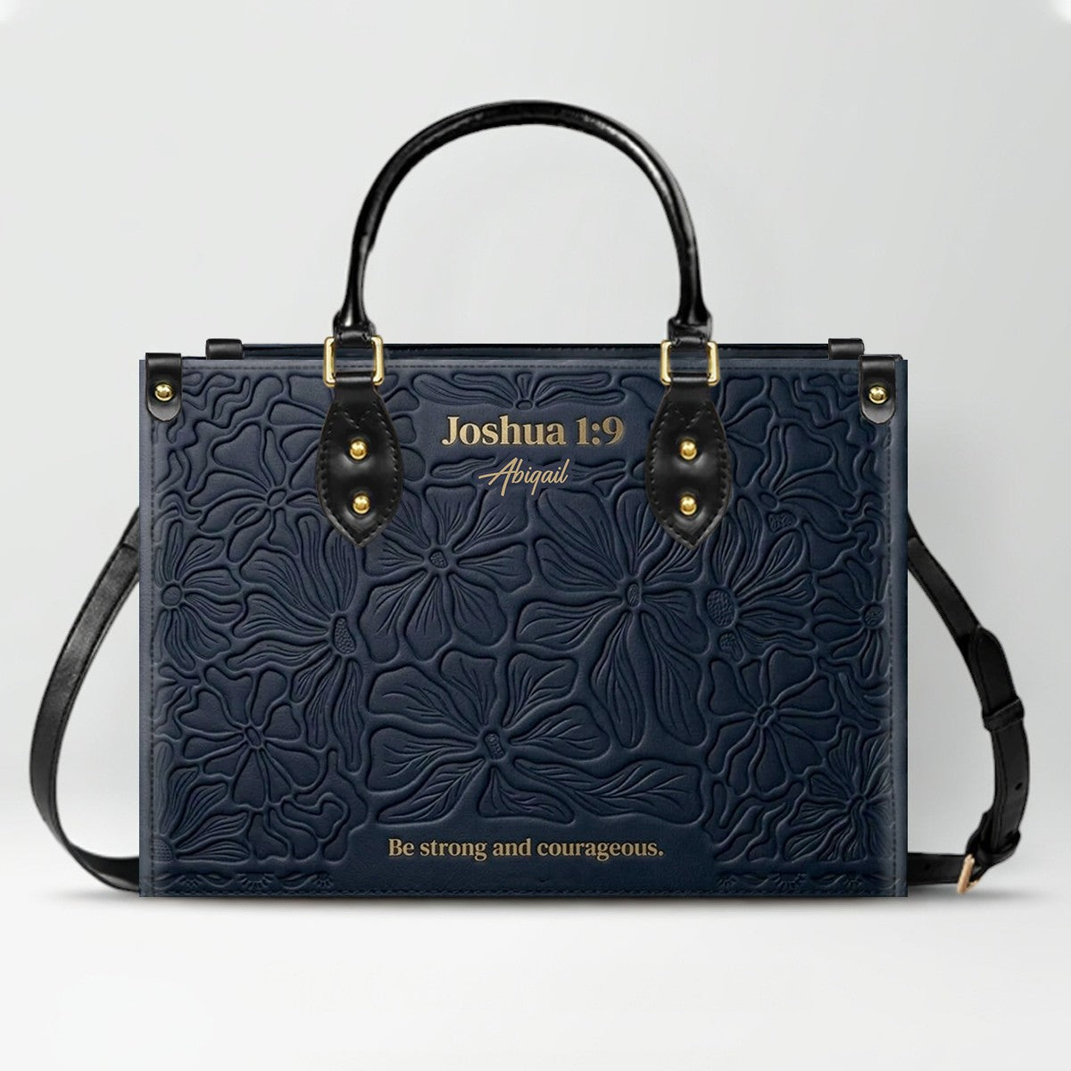 CHRISTIANARTBAG Personalized Leather Handbag - Custom Name & Bible Verse Floral Embossed Tote Bag for Women CAB01101726