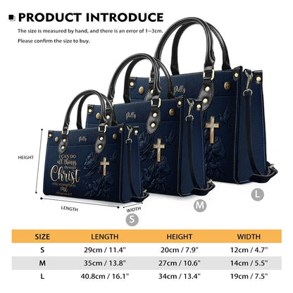 Personalized Christian Leather Handbag and Matching Wallet Set with Bible Verse Philippians 4:13 | Custom Name Gift - CHRISTIANARTBAG 03072726