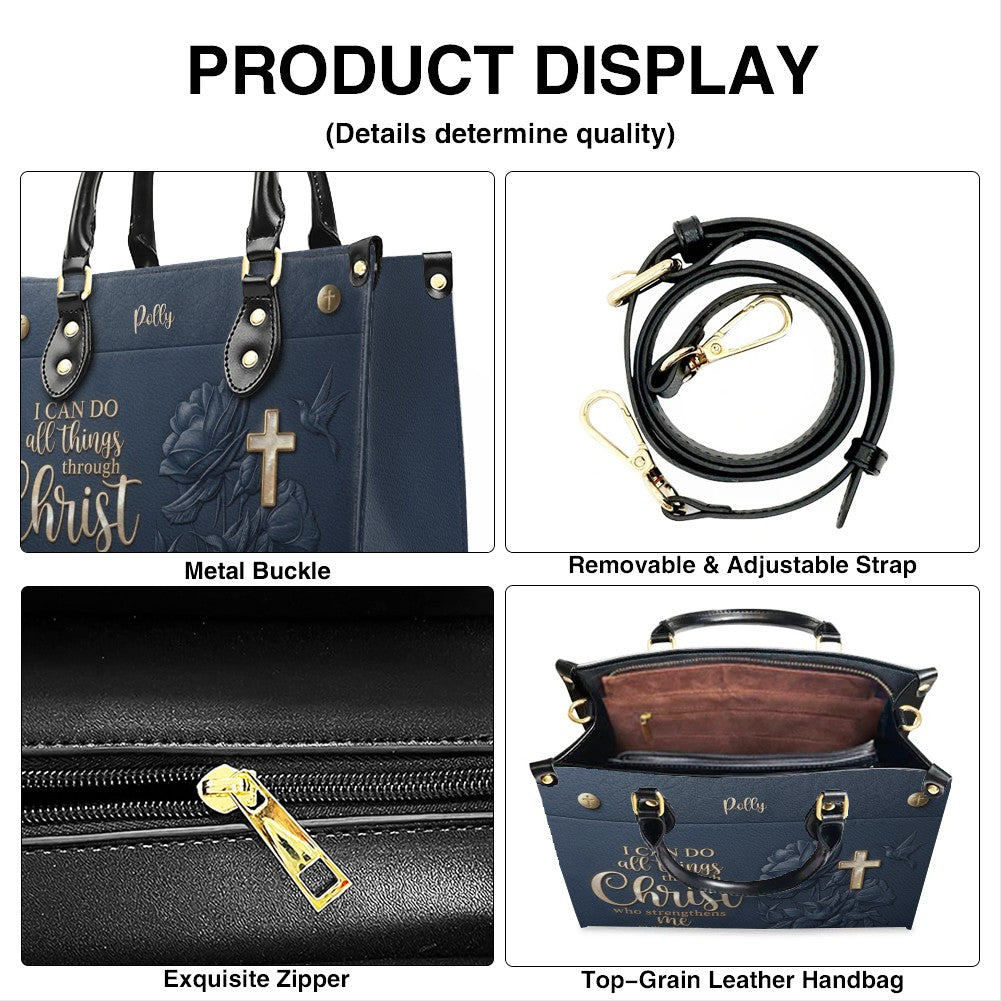 Personalized Christian Leather Handbag and Matching Wallet Set with Bible Verse Philippians 4:13 | Custom Name Gift - CHRISTIANARTBAG 03072726