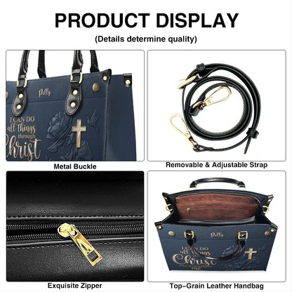 Personalized Christian Leather Handbag and Matching Wallet Set with Bible Verse Philippians 4:13 | Custom Name Gift - CHRISTIANARTBAG 03072726