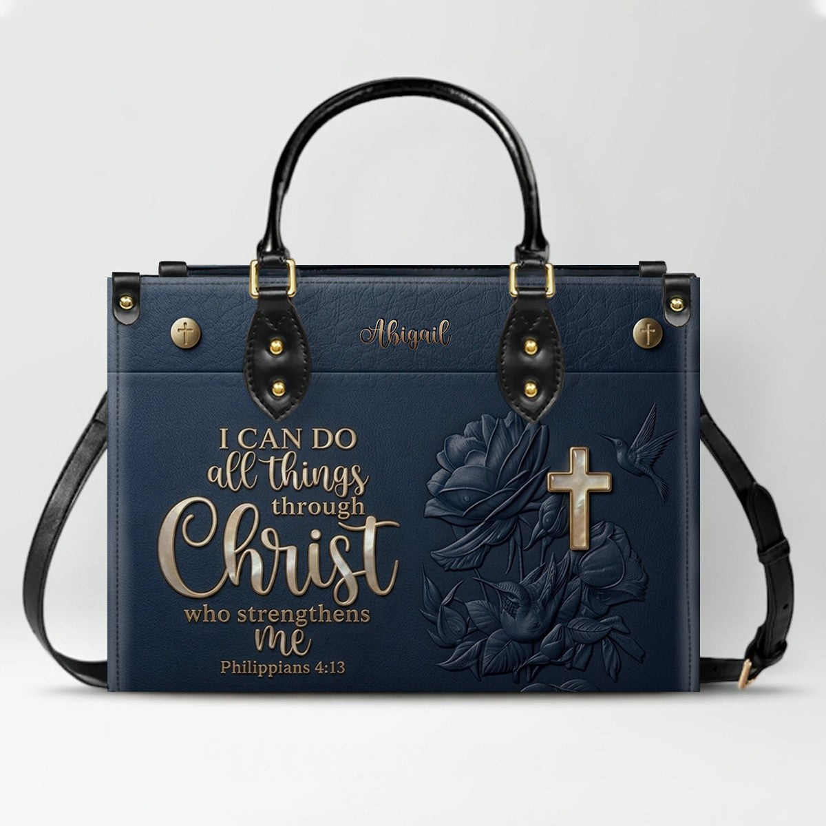 Custom Name Christian Leather Handbag & Wallet Set - Personalized Bible Verse Tote Bag | CHRISTIANARTBAG 01072726