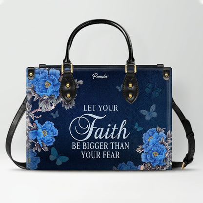 Christian Leather Purse Navy with Personalized Name & Custom Bible Verse | CHRISTIANARTBAG Luxury Bag CAB01121425